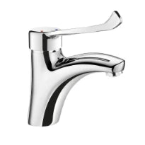 MELANGEUR DE LAVABO DELABIE chromé sans tirette ni vidage à bec haut et levier 150mm