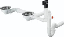 Hansgrohe D17 - 10 - Sifon et vidage man. pr évier double (granite)