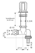 SCHELL Rob.de service COMFORT, RV, RB 1/2"x10mm,pl.de régl.jusqu'à 50mm,chromé