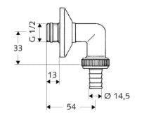 SCHELL Coude de raccordement 1/2", rosace, ASAG, chromé
