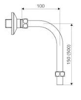 SCHELL Coude de sortie VITUS DN 15 coude 90°, diam. 15 x 100x 150 mm,chromé