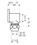SCHELL Plaque murale, 1/2" x 10 mm avec raccord à sertir, chromé