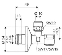 SCHELL Rob. d'équerre COMFORT, régulable ASAG, 3/8", chromé