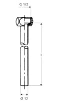 SCHELL Set tube cuivre Ø 12mm 500mm avec écrou 1/2" p.chauffe-eau élec., chr