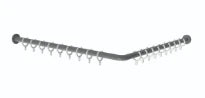 Normbau Nylon Care Tringle en angle pour rideau de douche avec anneaux, NY.DU-VST 781.010, a1/a2 = 800 mm, Gris foncé 018