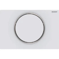 Geberit Sigma 10 plaque de commande blanc mat rinçage go/stop 24,6 - 1,4 o 16,4  cm plastique easy-to-clean anneau en coating:poli