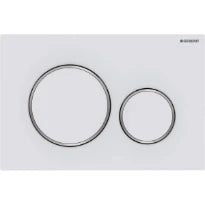 Geberit Sigma 20 plaque de commande - blanc mat - avec 2 touches - synthétique anneaux design chromé brillant