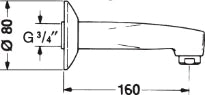 HANSA Uitloop, L=160 Chroom