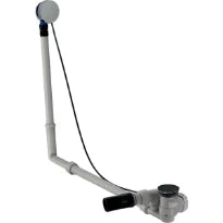 Geberit Uniflex évacuation baignoire avec actionnement rotatif, d52, longueur 79 cm, avec set de finition et tuyau de raccordement avec rotule orientable, principe du contre-courant: Chromé brillant, d=40/50mm