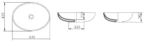 Conima Thin Oval lavabo à poser 535 x 415 x 140 mm - noir mat - porcelaine - sans trou de robinet - sans trop-plein