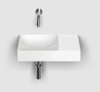 Clou Vale lavabo à poser/mural 380 x 190 x 70 mm - cuvette gauche - blanc mat - céramique - sans trou de robinet - sans trop-plein - avec bouchon encastrée - non fermable