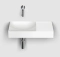 Clou Vale lavabo à poser/mural 450 x 190 x 70 mm - cuvette gauche - blanc mat - céramique - sans trou de robinet - sans trop-plein - avec bouchon encastrée - non fermable