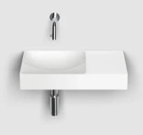 Clou Vale lavabo à poser/mural 450 x 190 x 70 mm - cuvette gauche - blanc mat - céramique - sans trou de robinet - sans trop-plein - avec bouchon encastrée - non fermable