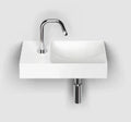 Clou Vale lavabo à poser/mural 380 x 190 x 70 mm - cuvette droite - blanc mat - céramique - avec trou de robinet gauche - sans trop-plein - avec bouchon encastrée - non fermable