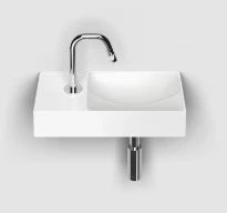 Clou Vale lavabo à poser/mural 380 x 190 x 70 mm - cuvette droite - blanc mat - céramique - avec trou de robinet gauche - sans trop-plein - avec bouchon encastrée - non fermable