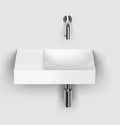 Clou Vale lavabo à poser/mural 380 x 190 x 70 mm - cuvette droite - blanc mat - céramique - sans trou de robinet - sans trop-plein - avec bouchon encastrée - non fermable