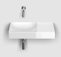 Clou Vale lavabo à poser/mural 450 x 190 x 70 mm - cuvette gauche - blanc - céramique - sans trou de robinet - sans trop-plein - avec bouchon encastrée - non fermable