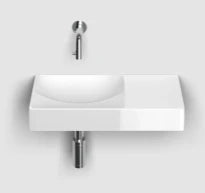 Clou Vale lavabo à poser/mural 450 x 190 x 70 mm - cuvette gauche - blanc - céramique - sans trou de robinet - sans trop-plein - avec bouchon encastrée - non fermable
