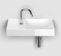 Clou Vale lavabo à poser/mural 450 x 190 x 70 mm - cuvette droite - blanc - céramique - avec trou de robinet gauche - sans trop-plein - avec bouchon encastrée - non fermable