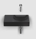 Clou Vale lavabo à poser/mural 380 x 190 x 70 mm - cuvette droite - noir mat - céramique - sans trou de robinet - sans trop-plein - avec bouchon encastrée - non fermable