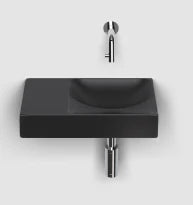 Clou Vale lavabo à poser/mural 380 x 190 x 70 mm - cuvette droite - noir mat - céramique - sans trou de robinet - sans trop-plein - avec bouchon encastrée - non fermable