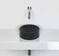 Clou Vale lavabo à poser/mural rond 220 x 70 mm - noir mat - céramique - sans trou de robinet - sans trop-plein - avec bouchon encastrée - non fermable