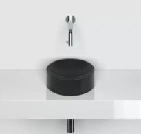 Clou Vale lavabo à poser/mural rond 220 x 70 mm - noir mat - céramique - sans trou de robinet - sans trop-plein - avec bouchon encastrée - non fermable