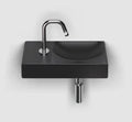 Clou Vale lavabo à poser/mural 380 x 190 x 70 mm - cuvette droite - noir mat - céramique - avec trou de robinet gauche - sans trop-plein - avec bouchon encastrée - non fermable