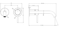 Gessi Flessa Parties apparentes mitigeur lavabo mural avec bec long sans vidage Noir XL