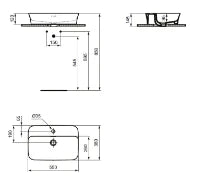 Ideal Standard Ipalyss lavabo à poser 550 x 380 mm - blanc - avec trou de robinet - avec trop-plein