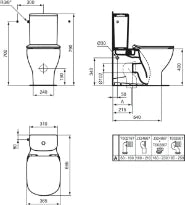 Ideal Standard Tesi cuvette à poser Aquabtiroir sortie H - blanc - L360xD660 mm