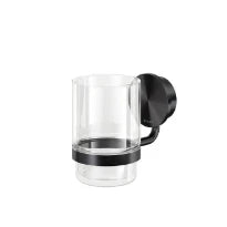 Geesa Opal porte-verre avec verre - Brushed Black Metal