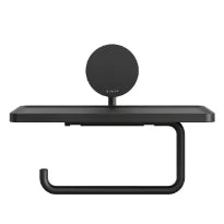 Geesa Opal porte-rouleau papier toilette avec tablette - Black