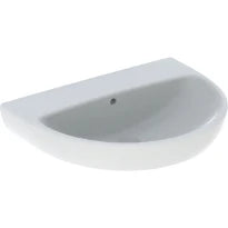 Geberit Selnova washbasin: B=65cm, T=50cm, Trou de robinet=Sans, Trop-plein=Visible, Blanc