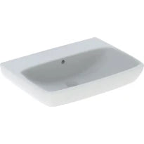 Geberit Selnova Square washbasin: B=65cm, T=48cm, Trou de robinet=Sans, Trop-plein=Visible, Blanc