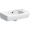 Geberit Selnova Compact lave-mains 450 x 250 x 150 mm - blanc - avec trou de robinet gauche - avec trop-plein - espace de dépose à droite
