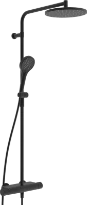 Hansa HansaViva colonne de douche thermostatique avec douche de pluie - douchette 3 jets - flexible 1750 mm - noir mat