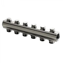 Begetube chromé collecteur sans trou de purge avec robinets prémontés 4/4 - 5 x M24