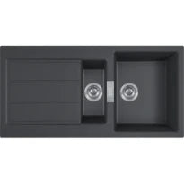 Franke Sirius S2D - évier à encastrer / 1000 x 510 mm / 1+1/2 bassin / Noir / réversible