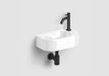 Clou InBe ensemble lave-mains 7 lave-mains céramique 410 x 225 x 110 mm - blanc - avec trou de robinet - avec robinet eau froide noir mat - avec siphon design noir mat