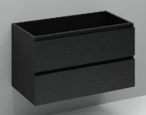 Procasa Kivu sous-meuble avec 2 tiroirs sans poignées 900 x 475 x 520 mm - raven oak - découpe droite