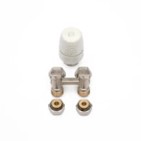 Begetube set radiateur de raccordement 6 avec bloc H pour raccordement mural, tête TH type 5000 et 2 raccords bicône pour tuyaux Alpex M24 x 16/2 mm