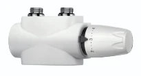 Heimeier Multilux 4 vanne raccordement radiateur 100% - raccordement sol/mur - blanc - incl tête thermostatique DX - blanc - 1/2 x EK3/4