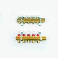Begetube UFH laiton collecteur set chauffage par le sol avec débitmètres et vannes 4/4 - 8 x M24 - colliers 250 mm - avec robinets de vidage