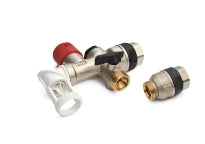 ProOne groupe de sécurité boiler - évacuation pivotante MF EK3/4 x 3/4 - avec 2 raccords électrolyse - siège inox - rouge