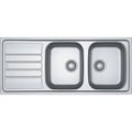 Franke Flash évier à encastrer 1160 x 500 mm - 2 cuves - inox - avec égouttoir - réversible - siphon inclus