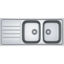 Franke Flash évier à encastrer 1160 x 500 mm - 2 cuves - inox - avec égouttoir - réversible - siphon inclus