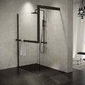 Novellini Kuadra H Frame Kit - noir mat - à fixer au mur - frame à l'extérieur avec porte-serviette-droite