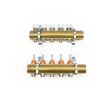 Begetube UFH laiton collecteur set chauffage par le sol avec débitmètres et vannes 5/4 - 7 x M24 - colliers 200 mm - avec robinets de vidage