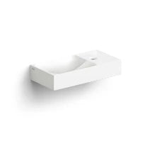 Clou Vale lavabo à poser/mural 380 x 190 x 70 mm - cuvette gauche - blanc mat - céramique - avec trou de robinet droite - sans trop-plein - avec bouchon encastrée - non fermable